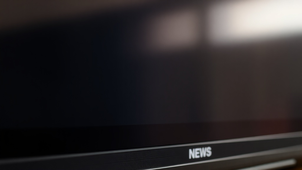 TV 화면 하단에 뉴스 채널 로고의 잔상이 희미하게 남아 있는 번인 현상의 예시 이미지
